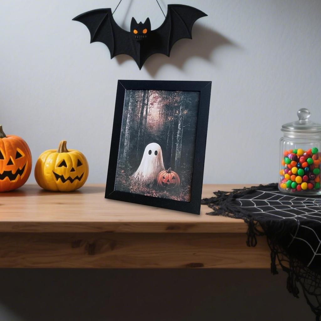 Halloween Art Print Decor 9x6.9 Inch Spooky Scary Home Painting Picture for Shelf Bathroom