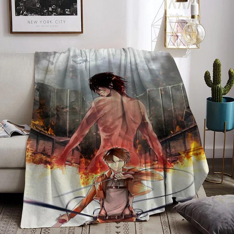 Soft Blanket Luxury Attack on Titan Eren Yeager Thick Blankets for Winter Double Beds Knee Sofa Throw Bed Warm
