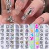 Nail DIY Decoration Nail High Silver Flat Colorful Glass AB Water 12 Grid Long Strip Box Set