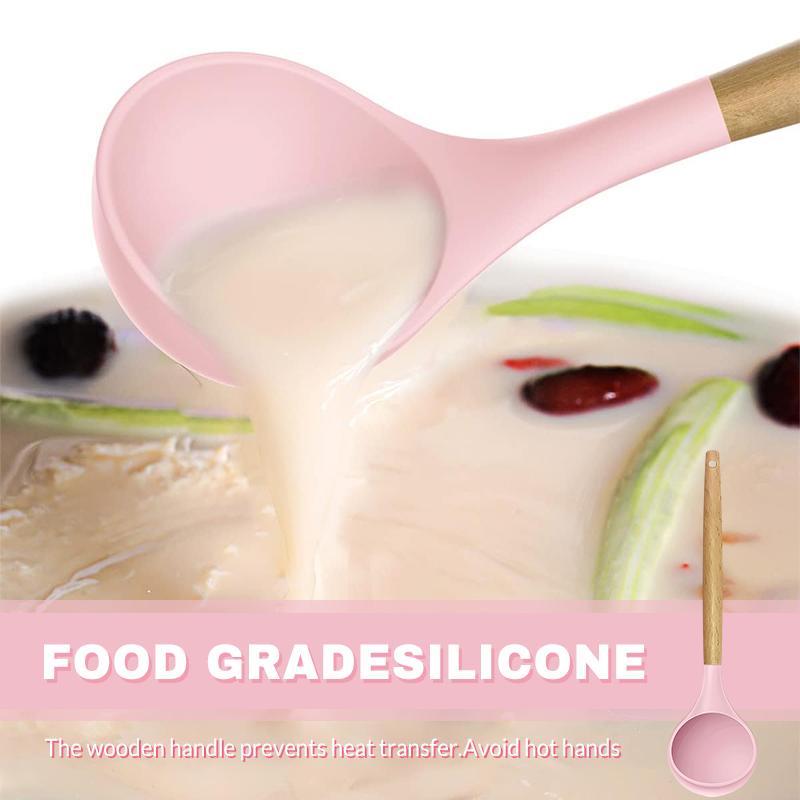 Набор силиконовой посуды 12 предметов Кухонная утварь Деревянная ручка Антипригарная лопатка Лопатка Ложка Кухонные инструменты для приготовления пищи