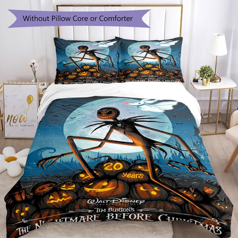 Christmas Nightmare Bedding Set Breathable Duvet Cover with Pillowcases Decorative Bed Linen for Bedroom Home Decoration Birthday Gift