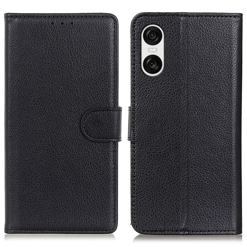 For Sony Xperia 10 VI Magnetic Case Wallet Leather Phone Cover with Litchi Texture