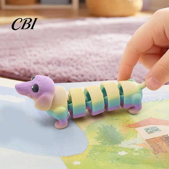 Animal Desktop Decoration 3D Printed Dachshund Figurine, Articulated Dog Fidget Toy, Puppy Collectible Toy Figure with Movable Joints, for Home Office