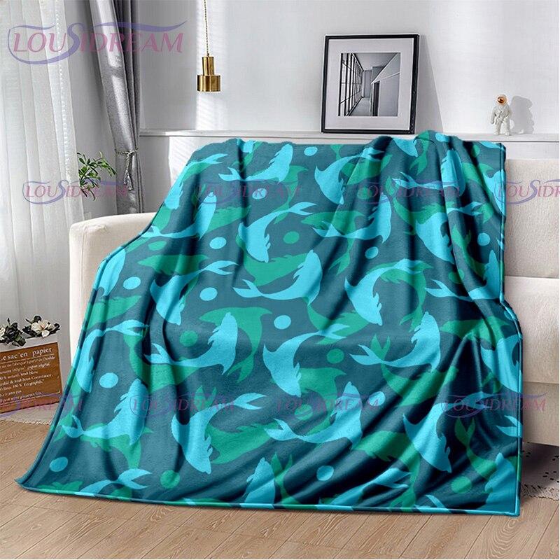 Dolphins Blanket Ocean Animal Sea Life Super Soft Warm Print Throw Blanket for Kids Adult Office Bed Sofa Couch Napping Blanket