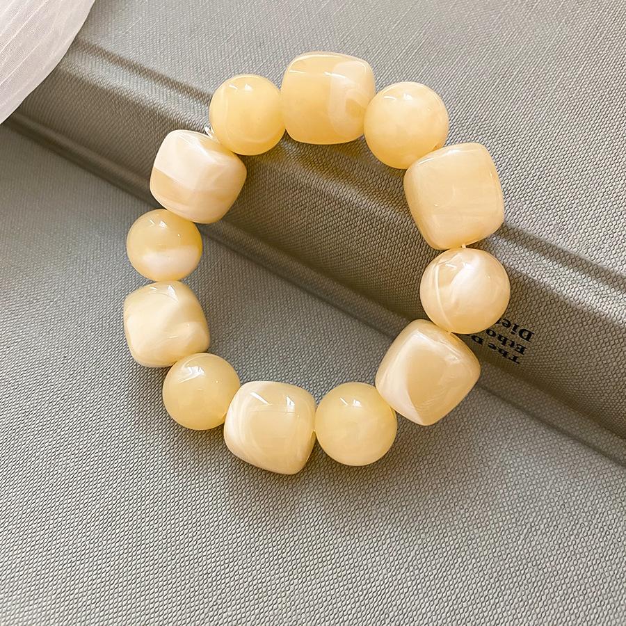 Irregular Imitation Marble Oval Acrylic Beads Bracelets Smudging Elastic Beaded Strand Bracelet Bangles Trendy Stack Jewelry D