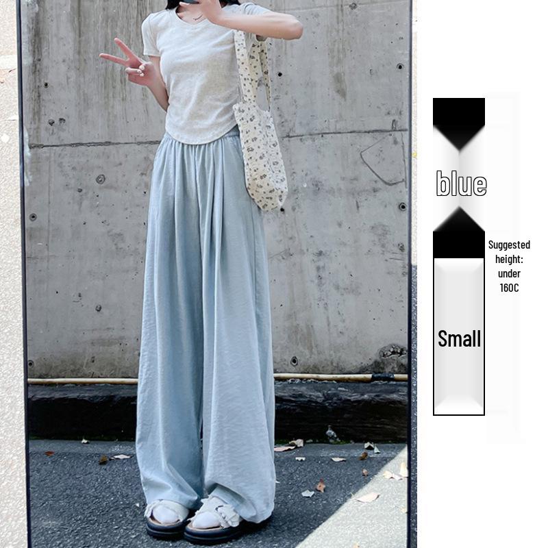 Douyin Quality Women's Summer 2025 Ice Silk Wide-Leg Pants - Casual & Thin Style