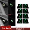 Светящиеся наклейки на кнопки открытия двери автомобиля для Tesla Model 3, автоаксессуары, напоминание, наклейка открытия двери, подлокотник, переключатель стеклоподъемника