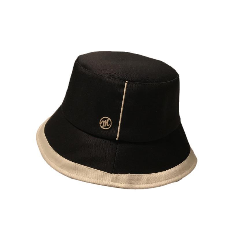 Японская дизайнерская черно-белая рыбацкая шляпа с вышивкой, женская корейская модная универсальная шляпа-ведро, шляпа-тазик, солнцезащитная шляпа