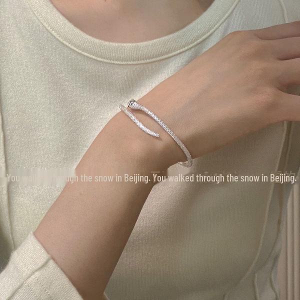 Тонкий серебряный браслет-змейка - женский модный хип-хоп легкий роскошный