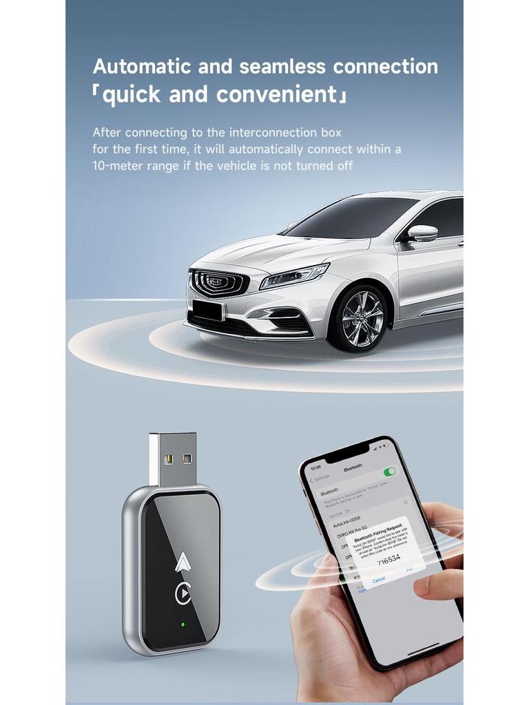 Беспроводная Smart Box CarPlay по USB для iPhone и Android