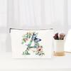 Letter Floral Pattern Zipper Cosmetic Bag Portable Travel Makeup Pouch Multifunctional Toiletry Wash Storage Bag for Women Daily Vacation Organizer