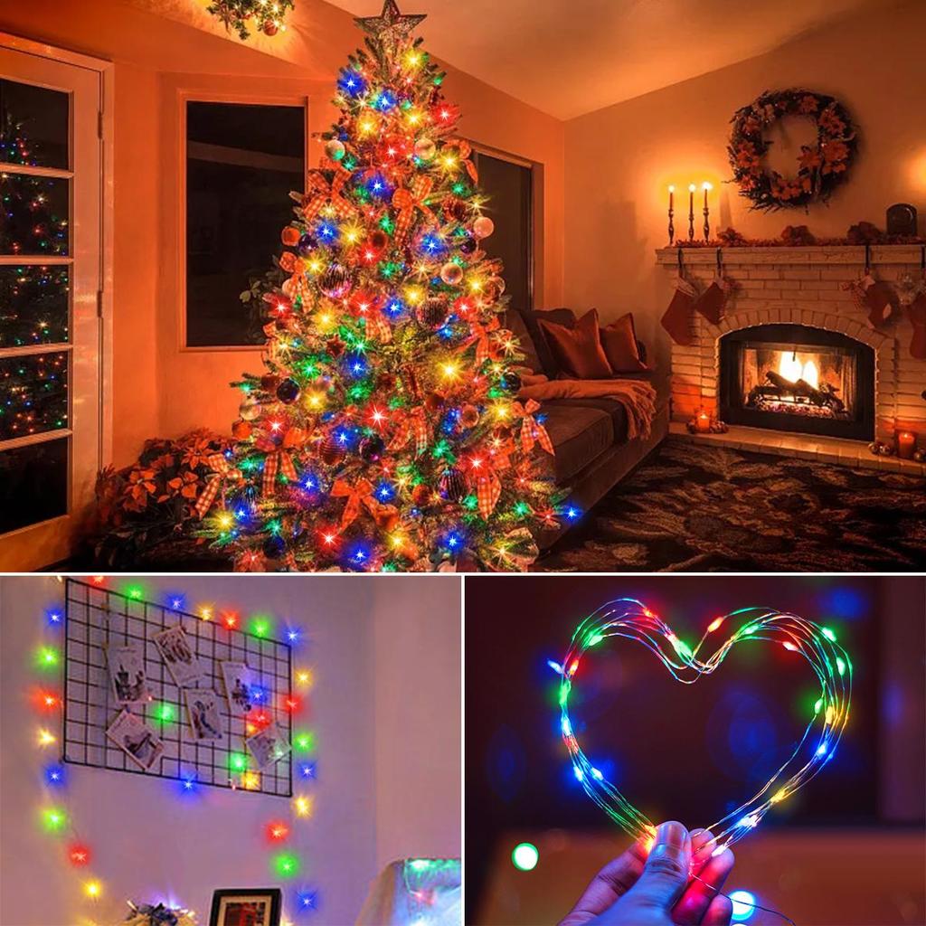 10M 20M 30M Светодиодная гирлянда из медной проволоки, водонепроницаемая, для внутреннего и наружного использования, рождественская, праздничная декоративная подсветка