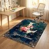 Floral Horse Theme Soft Crystal Velvet Rug Custom Name & Text Print Non Slip Floor Rug for Bedroom Living Room