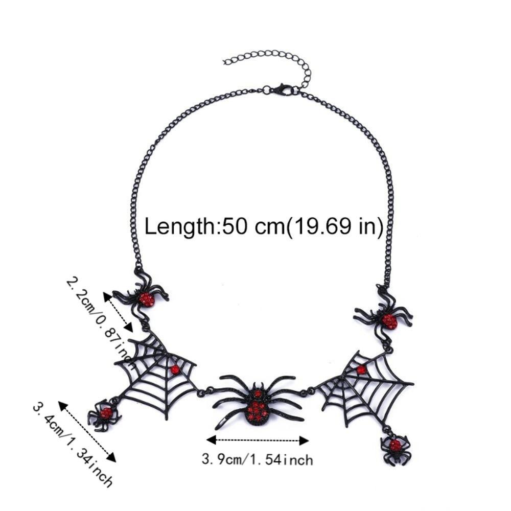 Gothic Halloween Black Spider Web Necklace Exaggerated Design Spider Clavicle Chain Hip Hop Party
