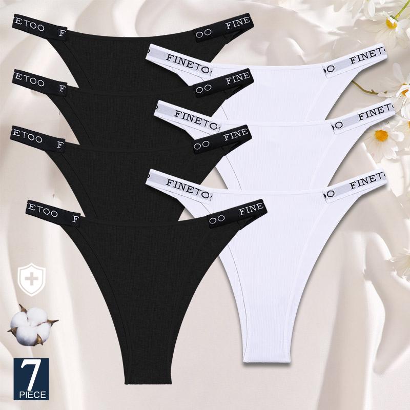 7PCS/Set Cotton Panties Briefs Women Underpants Female Sexy Panties Thong Women's Pantys Underwear Solid Color Intimate Lingerie