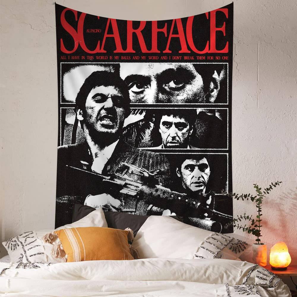 Vintage Classic Sscarface Chart Tapestry Art Science Fiction Room Home Decor Cheap Hippie Wall Hanging