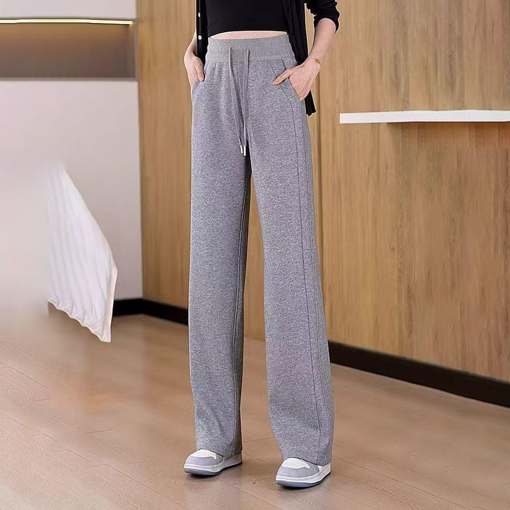 Winter Plus Velvet Wide-Leg High-Waisted Pants - Women's Loose, Slimming, Thickened and Drape Style.