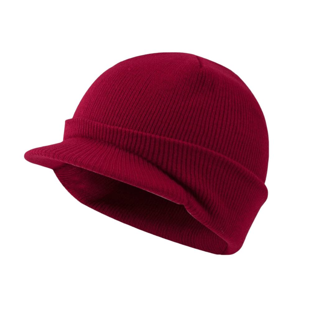 Earflap Short Brim Beanie Cap Thicken Add Plush Lined Hat Fashion Warm Knitted Peaked Cap Winter