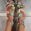 Simple Bohemian Sandals Colored Butterfly Flower Set Toe Large Size Flat Bottom Set Toe Beach Sandals Women's Summer