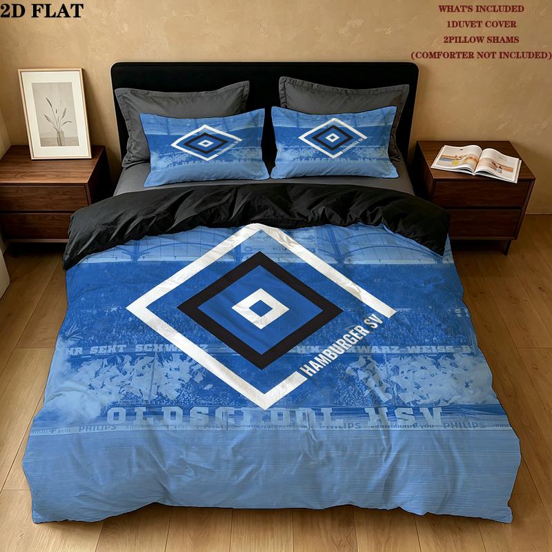 Hamburger SV Pattern Bedding Quilt Set Home Decoration Gift (1 * duvet cover + 2 * pillowcase without core)
