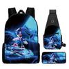 Backpack, Primary School Student Animation Schoolbag, Cartoon Backpack, Satchel, Pencil Bag, Three-Piece Set.