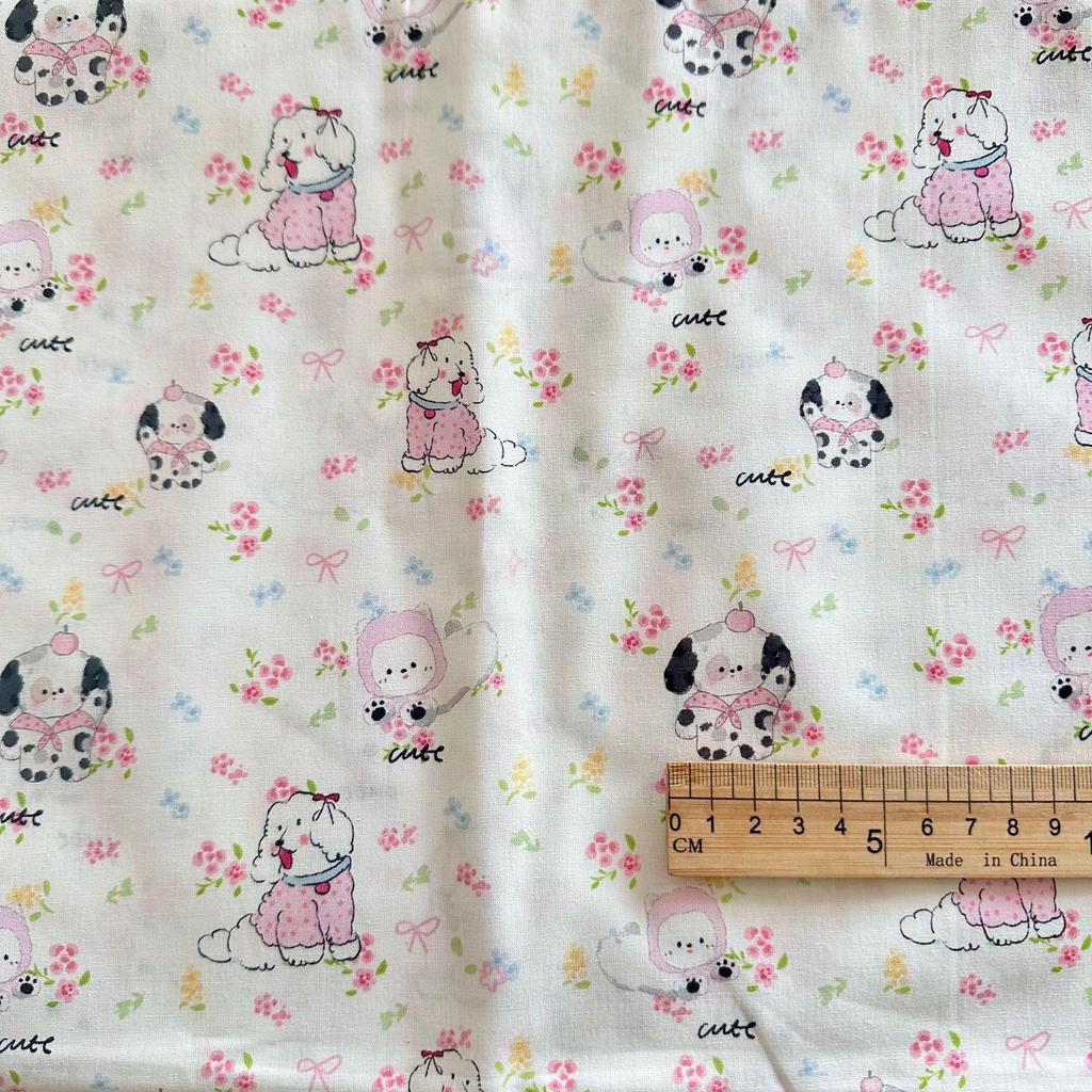 100% Cotton Digital Print Fabric: Cat, Puppy, and Floral Designs for Women's, Children's, Family Wear, and Loungewear DIY.