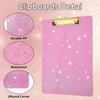 Acrylic Glitter Clipboard, Sparkly Clip Board with Gold Clip A4 Letter Size 12.6 x 8.9 Inch Pink Clipboards for Teacher Classroom School Office