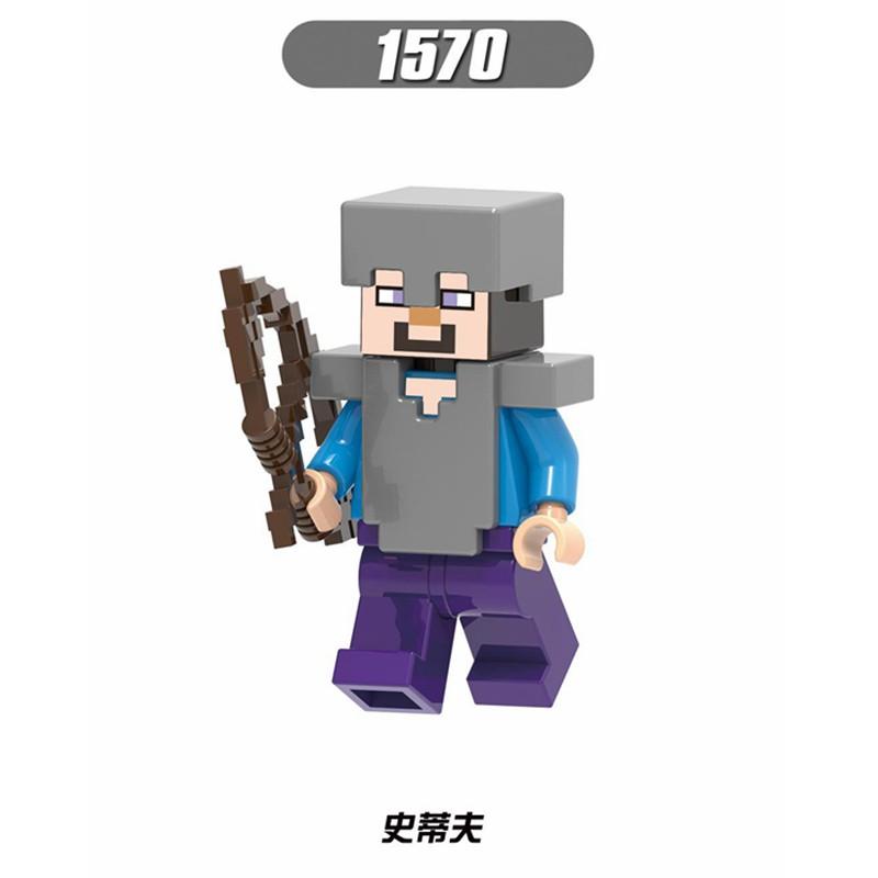My World Minifigures Steve Alex Zombie Iron Golem Enderman Model Building Blocks Diy Toys Gifts