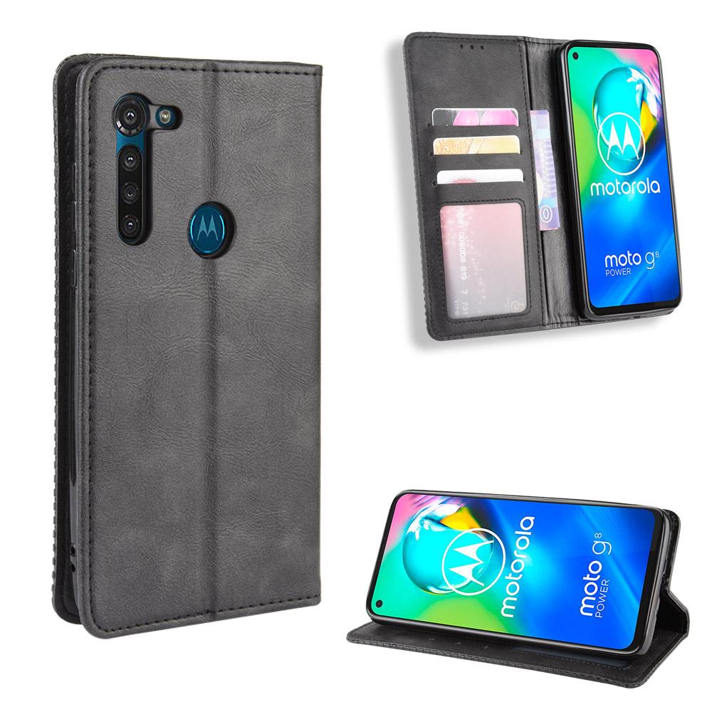 Ретро флип-бук с кожаной обложкой для Motorola Moto G8 Power One Hyper Магнитный флип-кошелек для Moto E6 Play Сумка-чехол для телефона Macro