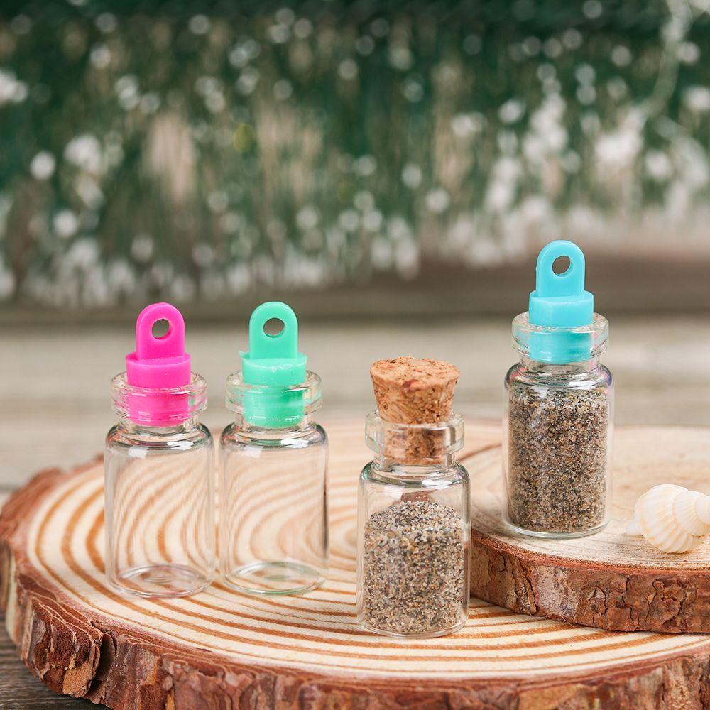 5/10pcs Small Drift Bottle Glass Jars Decoration DIY Containers Mini Message Vials Ornament Cork Stopper Rainbow Wishing Bottle