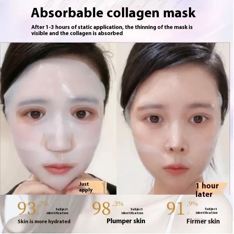Collagen Transparent Facial Mask Dissolvable Absorbable Facial Mask Light-grain Smooth Full-face Anti-wrinkle Compact Lacquer Split