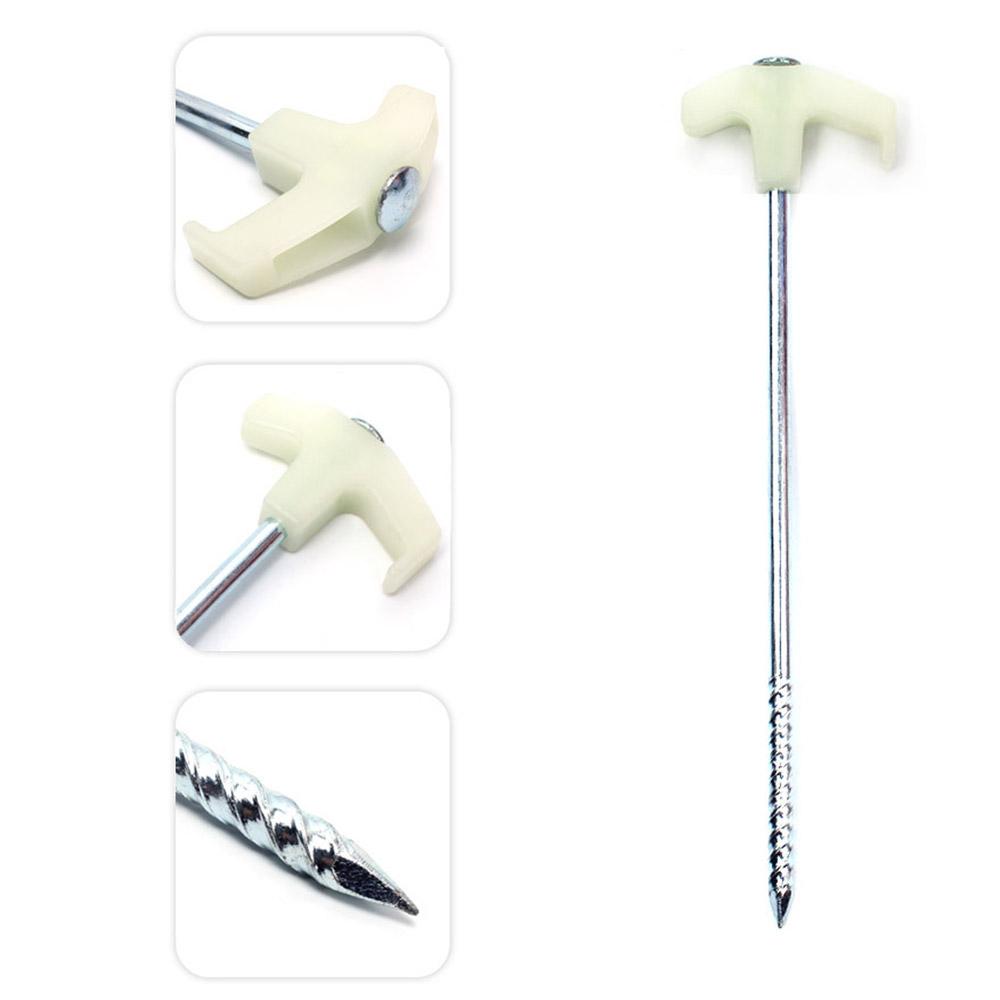 4 шт. Стальные колышки для палатки Вкручивающиеся Фосфоресцирующие Вкручивающиеся Колышки для каравана Кемпинга Палатки Тенты