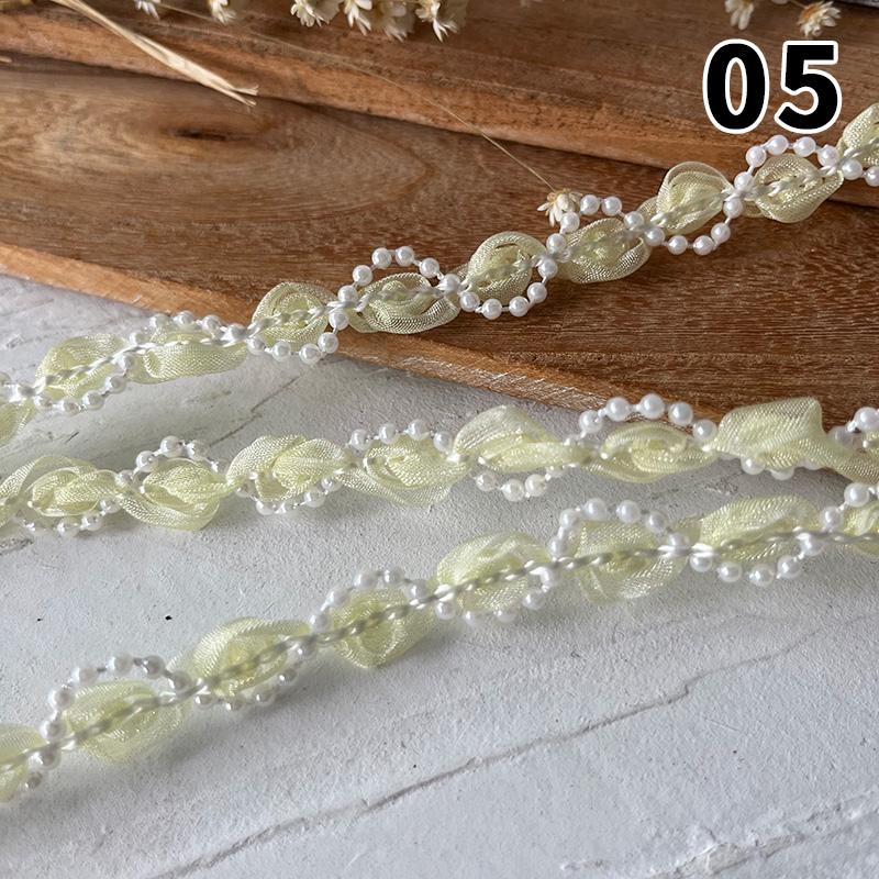 Lolita Lace Bead Ruffled Lace Fabric Pleated Edging Satin Ribbon Diy Baby Clothing Skirt Curtain Furniture Decoration Lace Trim