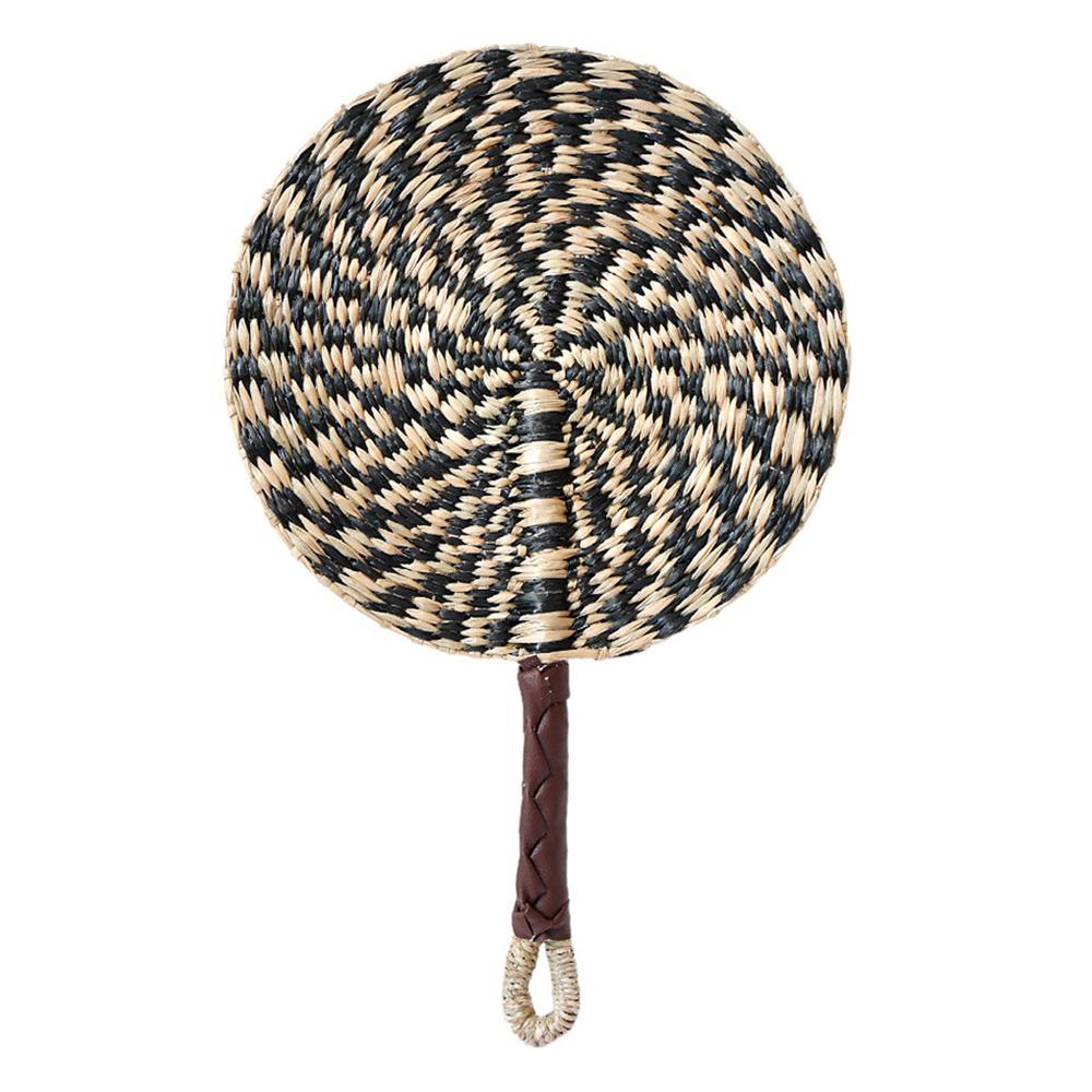Красочные полосатые узоры Плетеный веер из морской травы Богемный Веер из рогоза от комаров Винтажные Портативные Декоративные Ручные веера