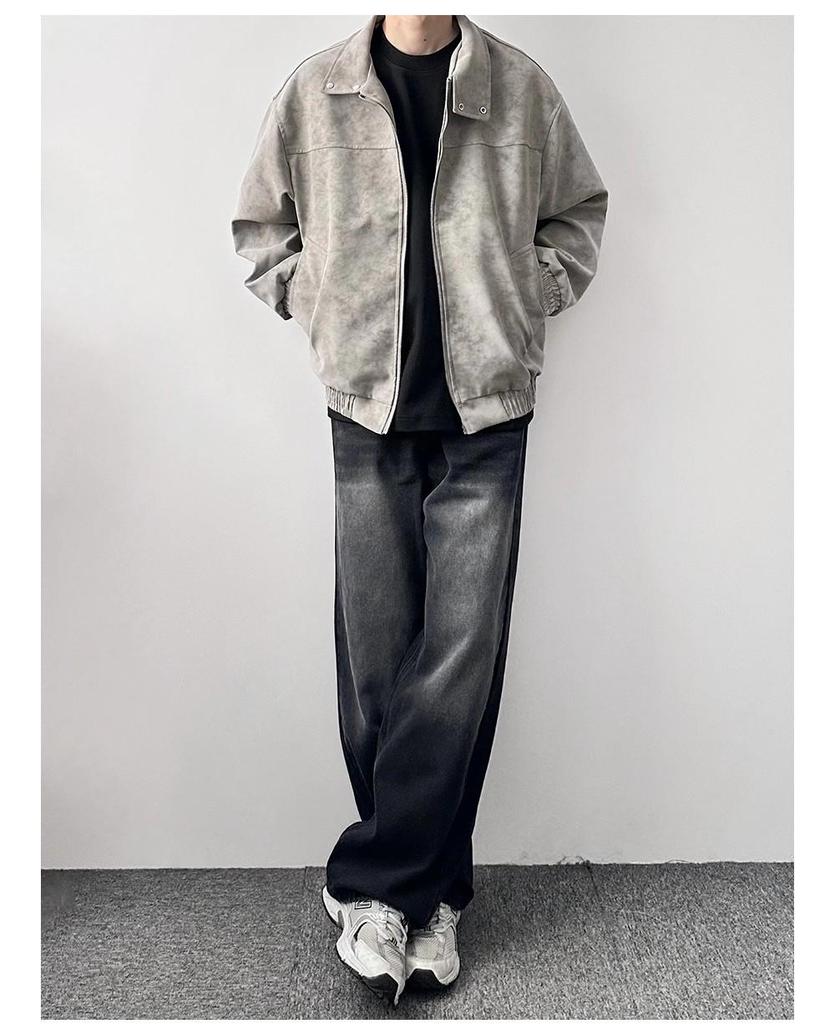 Мужская модная кожаная куртка-бомбер в американском стиле - Свободный крой, отложной воротник, короткий мотоциклетный дизайн для осени