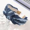 Женская джинсовая повязка на голову с широким узлом, обруч для волос с широкими полями, повязка для волос в стиле ретро, ​​повседневные вечерние аксессуары для волос