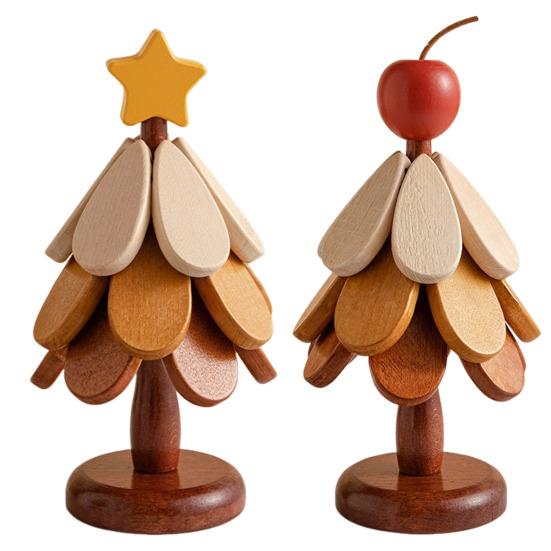 Yousheng 3Pcs Wooden Christmas Tree Trivets for Hot Dishes Heat Insulation Placemat Desktop Protection Mat Creative Tree Shape Coaster Table Decor