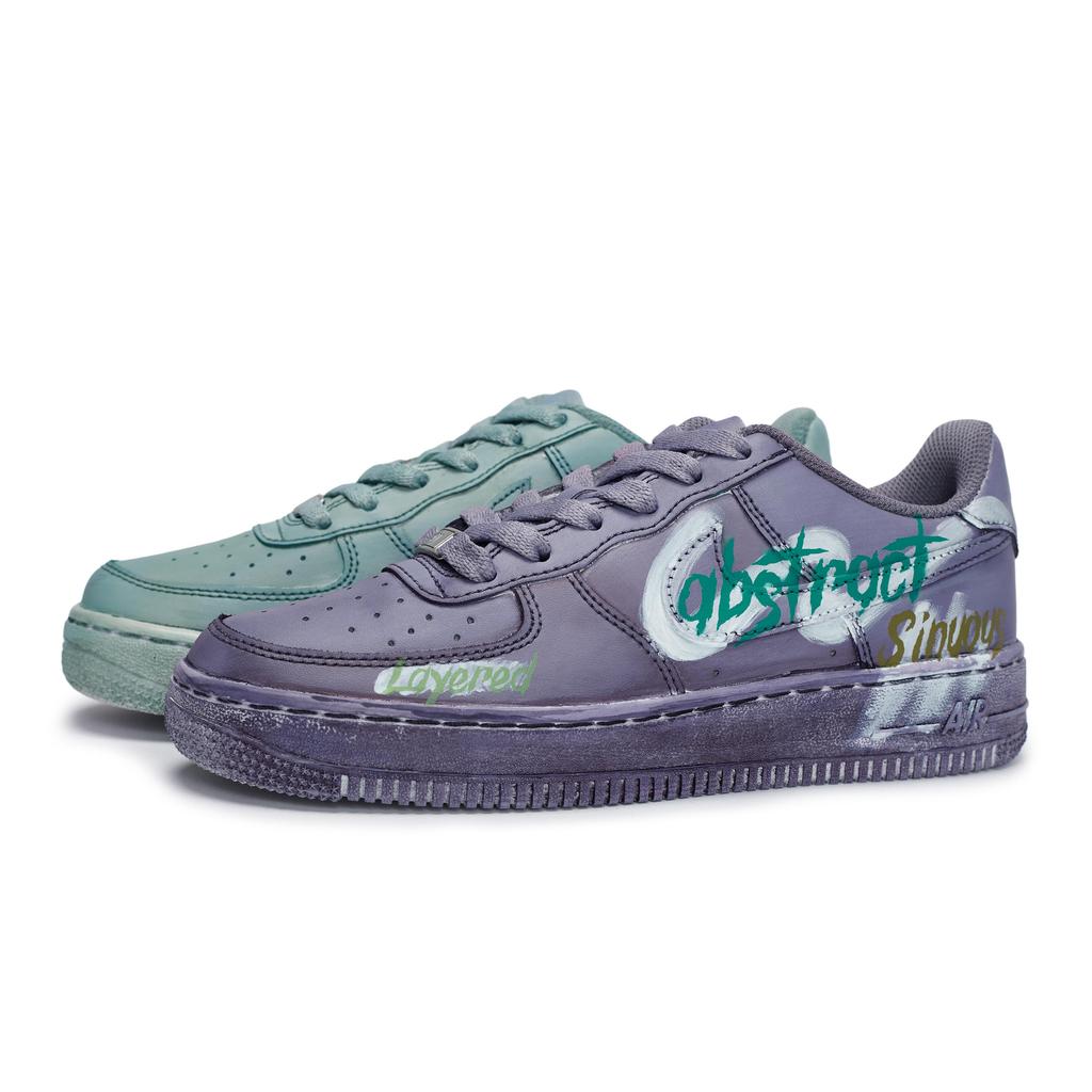 Nike Nike Air Force 1 Нескользящие Устойчивые к истиранию Низкие Кеды для скейтбординга Унисекс Фиолетовый Зеленый CW2288-111(Team80-S-BOX)