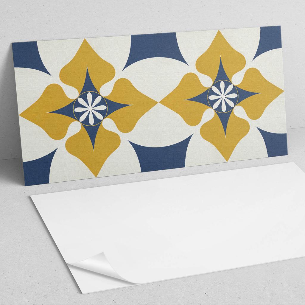 Vinyl Tile Set Easy Installation Floral Pattern with Symmetry 10x40x20 cm
