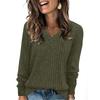 Женская модная свободная футболка с V-образным вырезом, цветная, с длинным рукавом, пуловер