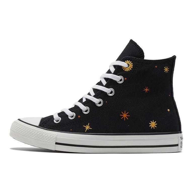 Converse Chuck Taylor All Star Galaxy Pattern модные удобные нескользящие прочные высокие парусиновые туфли женские кроссовки черные желтые A02885C