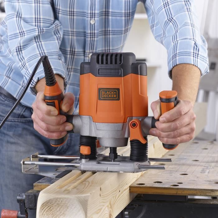 Фрезер сетевой - BLACK+DECKER - KW1200E-QS - 1200 Вт - 7 аксессуаров