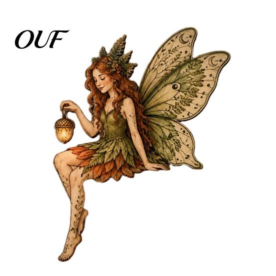 Nursery Wall Art Wooden Fairy Door Topper, Winged Woodland Corner Tale Room Decor Frame Sign for Living Bedroom Entryway Home Decoration