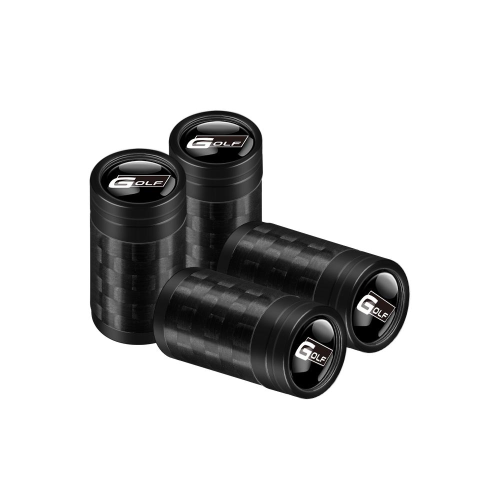 NRYJK1 4PCS Carbon Fiber Car Emblem Wheel Tire Valve Stem Cap Airtight Cover For Volkswagen Vw Tiguan Jetta Mk6 Scirocco GTI Polo 6R R