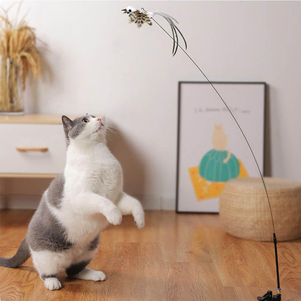 Play Pet Supplies Simulation Bird Stick Toy Wire Chaser Wand Cat Kitten Toys Teaser Feather
