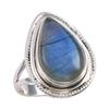 Natural Labradorite Gemstone 925 Solid Sterling Silver Jewelry Ring Size 7 y2V94