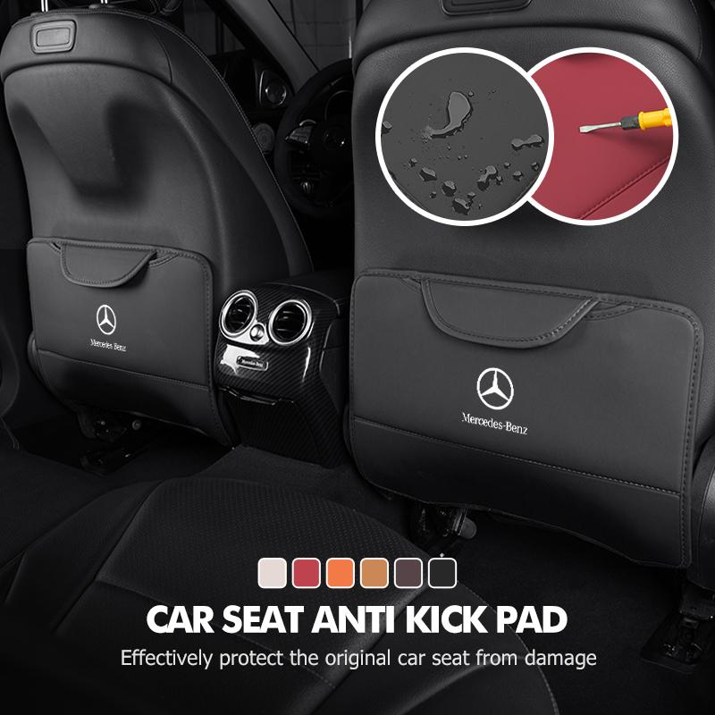 FA03Car Anti-kick Pad Leather Seat Back Protector Anti Scratch Pad For Mercedes Benz W202 W212 W126 W140 W168 W177 CLS GLE GLC GLS
