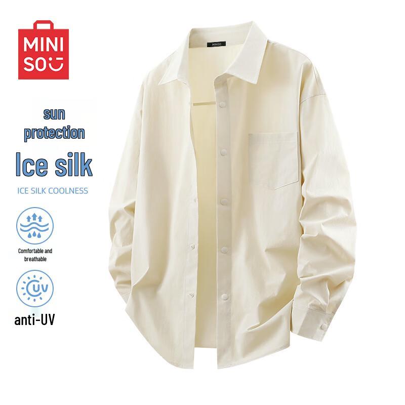 MINISO Мужская рубашка с длинным рукавом из ледяного шелка с защитой от солнца UPF50+