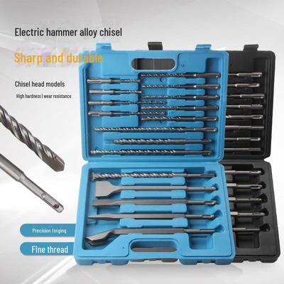 Набор из 17 электрических инструментов: перфоратор, зубило и различные насадки