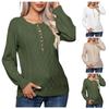 Женская мода однотонный пуговицы витой длинный рукав тесто переплетения вязаный пуловер блузка женская